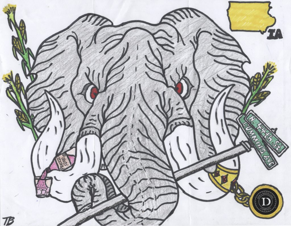 Elephant drawn by Iowa Distilling Company