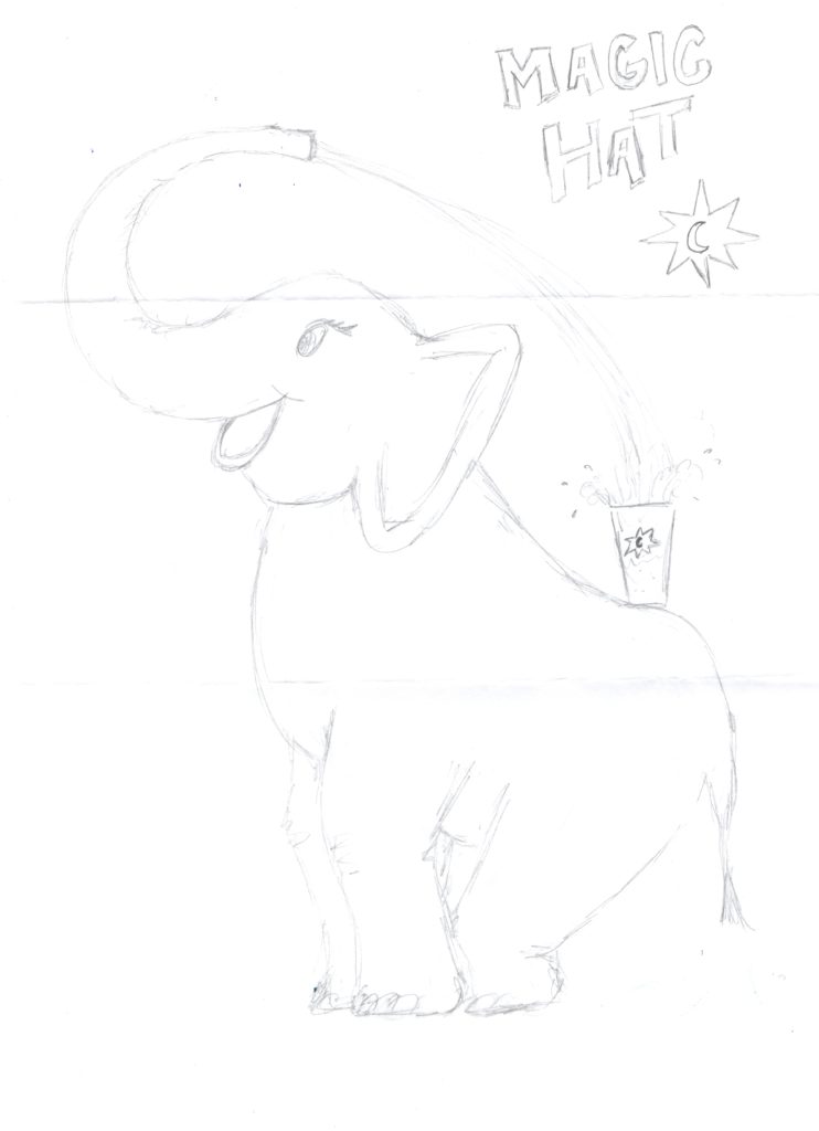 Scan of an elephant drawing by Magic Hat